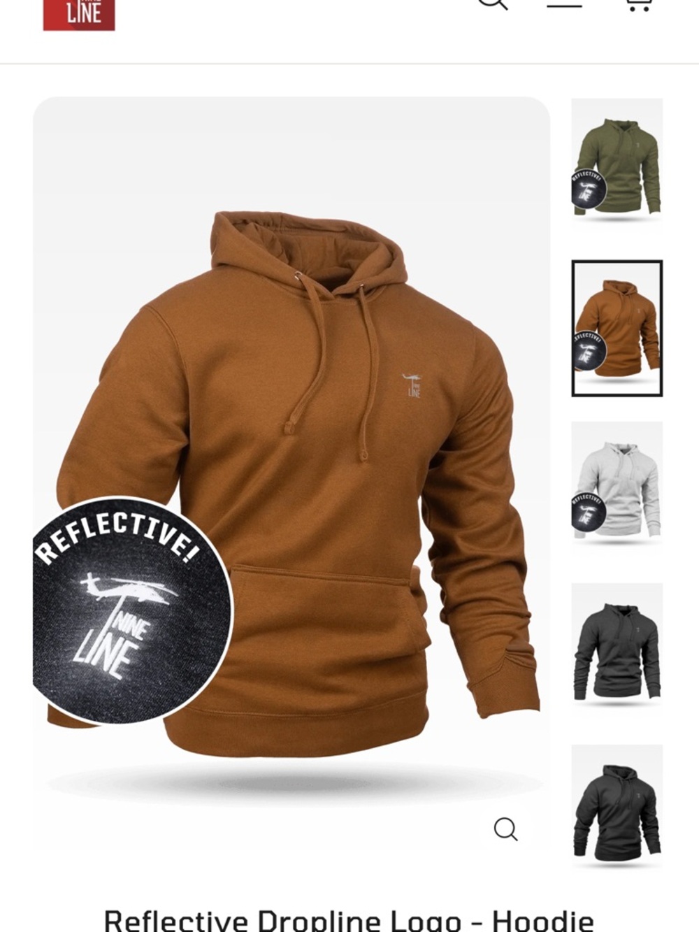 Nine Line Reflective Dropline Hoodie - Brown